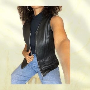 100% leather MT Studio Black vest size 6